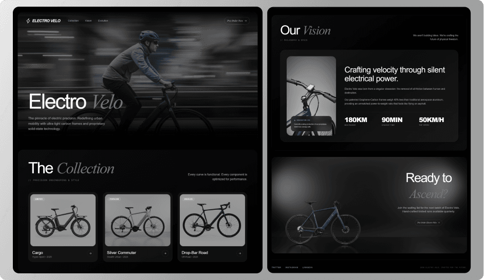 Electro Velo Landing Page